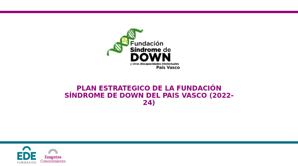 Plan estratégico de Sindrome de down País Vasco Portada de plan estratégico