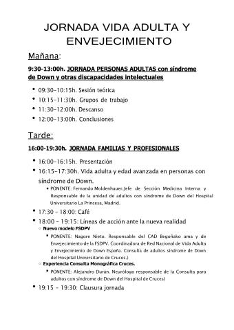 Jornada de Vida adulta y Envejecimiento