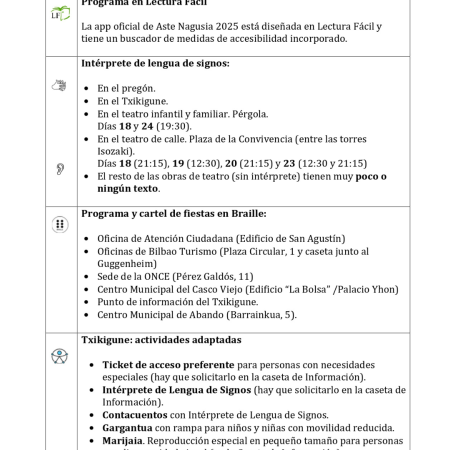 Ya puedes consultar el listado de medidas de accesibilidad para Aste Nagusia 2025